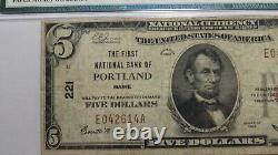 $5 1929 Portland Maine Me National Currency Bank Note Bill Ch. #221 F15 Pmg