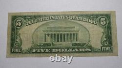 5 1929 Reedsville Pennsylvanie Ap Banque Nationale De Devises Note Bill Ch. #4538 Vf