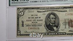 5 $ 1929 Sault Ste Marie Michigan MI Monnaie Nationale Bill #3547 Vf30