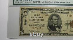 $5 1929 Shreveport Louisiane La Monnaie Nationale Note De Banque Bill Ch. #3595 F15