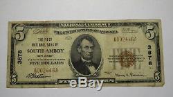 5 $ 1929 South Amboy New Jersey Nj Billets De Banque En Billets De Banque Nationaux Bill Ch. # 3878