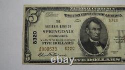 $5 1929 Springdale Pennsylvania Ap National Monnaie Banque Note Bill! #8320 Vf++