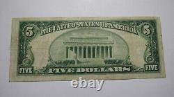 $5 1929 Springfield Massachusetts Ma Monnaie Nationale Note De La Banque Bill #4907 Vf
