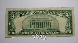 5 1929 Sunbury Pennsylvania Ap National Monnaie Banque Note Bill Ch. #1237 Vf