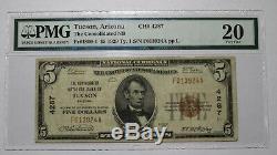 5 $ 1929 Tucson Arizona Az Banque Nationale Monnaie Note Bill Ch. # 4287 Pmg Vf20