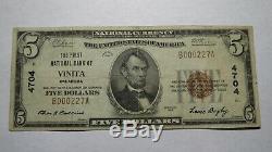$ 5 1929 Vinita Oklahoma Ok Banque Nationale Monnaie Note Bill Ch. # 4704 Fin