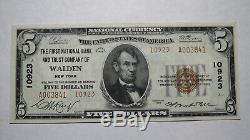 5 $ 1929 Walden New York, Ny Banque Nationale Monnaie Note Bill # 10923 Ongecirculeerd +