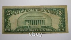 $5 1929 Winchester Virginia Va Monnaie Nationale Note De Banque Bill Ch. #6084 Rare