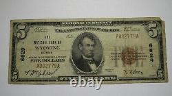 $5 1929 Wyoming Illinois IL National Currency Bank Note Bill Charter #6629 Rare