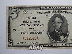 $5 1929 Youngstown Ohio OH Billet de Banque de Monnaie Nationale Charte #3 XF++