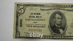 $5 1929 Youngstown Ohio Oh National Monnaie Banque Note Bill Charte #2350 Fine