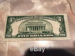 5 $ Dollars 1929 Pleasantville Nj Banque Nationale De Devises Note Hard To Find! Cinq