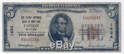 5 $ Easton Banque Nationale Du Maryland MD Série De Monnaie Note De Billet De Banque 1929