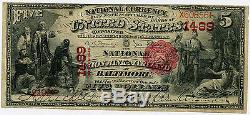 5 $ Monnaie Nationale Union Nationale Banque Du Maryland Baltimore MD Vf / Xf