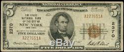 5 $ New York New York Chase Banque Nationale 1929 # 2370national Currencyx