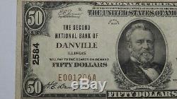 50 $ 1929 Billet De Monnaie National Danville Illinois IL IL Bill Ch. # 2584 Vf +