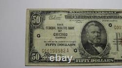 50 $ 1929 Chicago Illinois Monnaie Nationale Note Banque De Réserve Fédérale Note Fine+