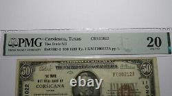 $50 1929 Corse Texas Tx Monnaie Nationale Note De Banque Bill Ch. #11022 Vf20 Pmg