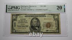 50 $ 1929 Covington Kentucky Ky Monnaie Nationale Note Banque Bill Ch. #4260 Vf20