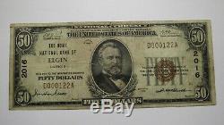 50 $ 1929 Elgin Illinois IL Banque Nationale Monnaie Note Bill Charte # 2016 Fin