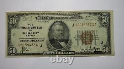$50 1929 Kansas City Mo Monnaie Nationale Note Banque De Réserve Fédérale Note Vf++