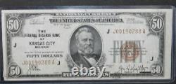 $50 1929 Kansas City Réserve Fédérale Monnaie Nationale Banque Note 071lat
