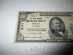 50 $ 1929 Tulsa Oklahoma Ok Billet De Banque En Monnaie Nationale Bill Ch. # 5171 Vf