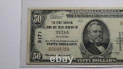 50 $ 1929 Tulsa Oklahoma Ok Monnaie Nationale Banque Note Bill Ch. #5171 Xf40 Pcgs