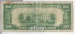 Banque nationale de 1929 de South Bend Indiana 126 Devise nationale des États-Unis ER746 de 20 $