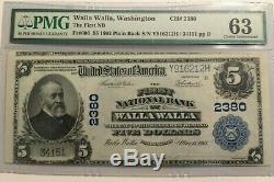 Billet De Banque De 1902 Fnb Walla Walla Washington, Monnaie N ° 2380 Pmg 63