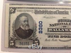 Billet De Banque De 1902 Fnb Walla Walla Washington, Monnaie N ° 2380 Pmg 63