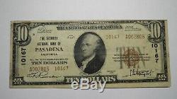 Billet De Banque National En Monnaie Nationale À Pasadena, Californie, 1929 $ Bill Ch # 10167 Vf