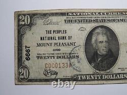 Billet de Banque National du Mont Pleasant Ohio OH 1929 de 20$ Ch. #6667 BON