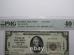 Billet de banque National Currency de Norwich, New York NY de 1929 de 20 $, Ch. #1354 XF40EPQ