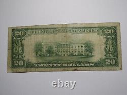 Billet de banque Saint Clairsville Ohio OH National Currency Bank Note de 20 dollars de 1929, n°4993 St.