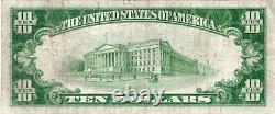 Billet de banque de 10 1929 de la National Bank de Decatur, Illinois, rare #4576.