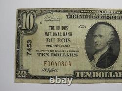 Billet de banque de 10 1929 $ de la banque nationale de DuBois, Pennsylvanie, PA. Ch. #7453. EN BON ÉTAT.