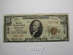 Billet de banque de 10 1929 dollars de la banque nationale de l'Oklahoma OK Durant, charte n° 5129, en bon état.