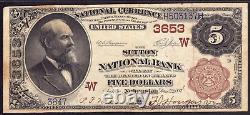 Billet de banque de 1882 de 5 dollars de la Banque nationale de Sutton, monnaie du Nebraska, PMG très bien conservé VF 25.