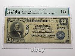 Billet de banque de 20 $ de 1902 de Parsons, Kansas, Kansas, Ch. #11537 F15 PMG
