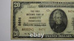 Billet de banque de 20 $ de 1929 Ashley Pennsylvania PA National Currency, Ch. #8656 VF