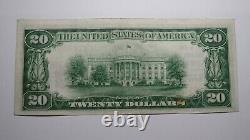 Billet de banque de 20 $ de 1929 de la National Currency Bank de Washington D. C., numéro de série #3425, en état XF++ Columbia