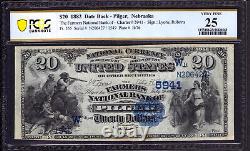 Billet de banque de 20 $ de la Farmers National Bank de Pilger, Nebraska, de 1882, noté par PCGS B VF 25.