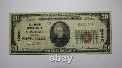 Billet de banque de 20 dollars de 1929 Muskogee Oklahoma OK, devise nationale, banque numéro 12890, EN BON ÉTAT.