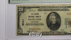 Billet de banque de 20 dollars de 1929 de la banque nationale d'Okmulgee, Oklahoma, OK, numéro de série 6241 F15.