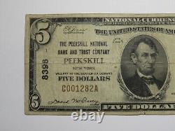 Billet de banque de 5 $ de la National Currency Bank de Peekskill, New York, NY, de 1929, Ch. #8398, en bon état