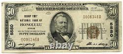 Billet de banque de 50 $ de 1929, devise nationale, numéro 5550, première banque de Honolulu à Hawaii, billet E400.