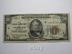 Billet de banque de San Francisco CA National Currency Note Federal Reserve Bank Note VF de 50 $ en 1929