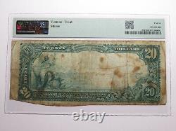 Billet de banque de devise nationale de 20 $ de 1902 de la banque de Formoos Kansas KS, Ch. #8596, PMG F12