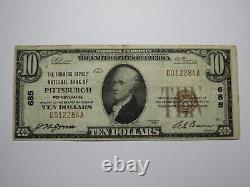 Billet de banque de la Banque Nationale de Pennsylvanie PA de 1929 de Pittsburgh Ch. #685 en VF